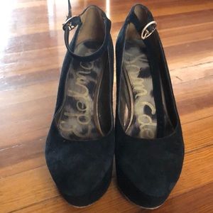 Sam Edelman black wedge platform heels